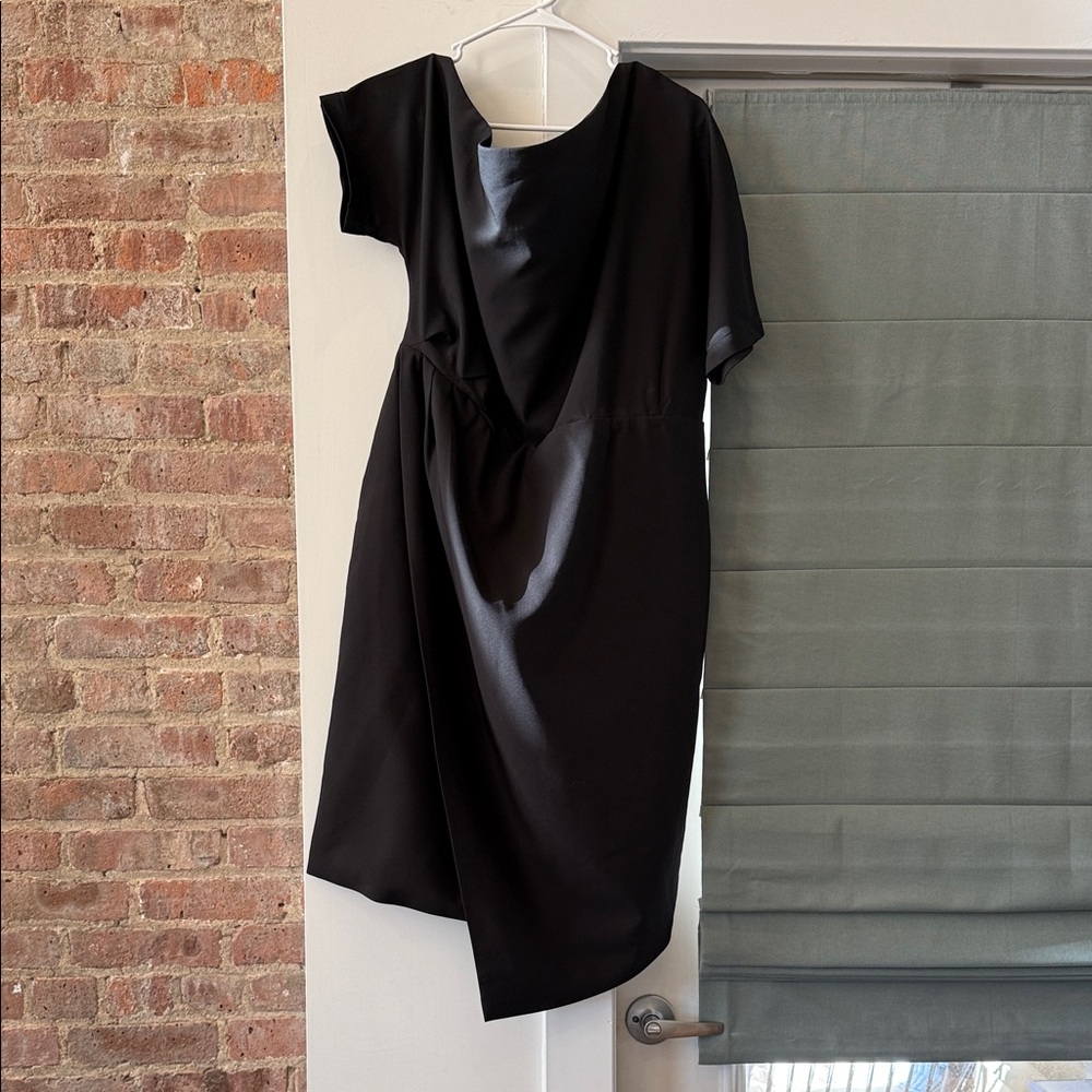 11 Honore Black Asymmetrical Off the Shoulder Adeline Dress